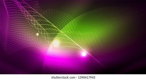 Shiny neon space background, vector template
