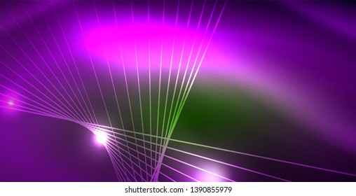 Shiny neon space background, vector template