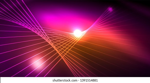 Fondo del espacio de neón brillante, plantilla vectorial