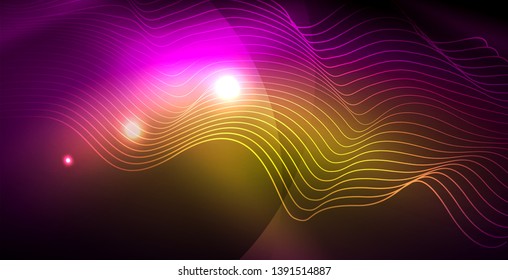 Fondo del espacio de neón brillante, plantilla vectorial