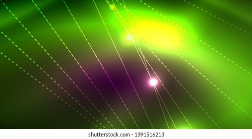 Shiny neon space background, vector template