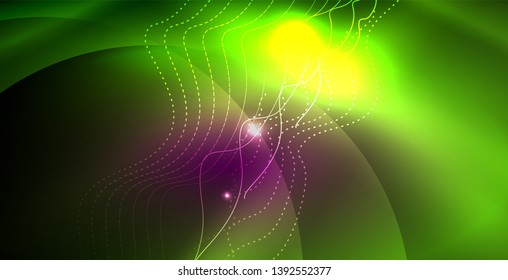 Shiny neon space background, vector template