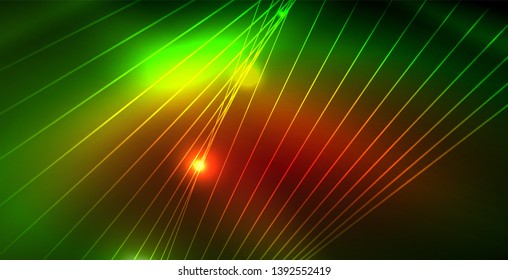 Shiny neon space background, vector template