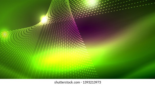 Shiny neon space background, vector template