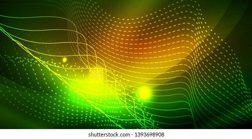Shiny neon space background, vector template