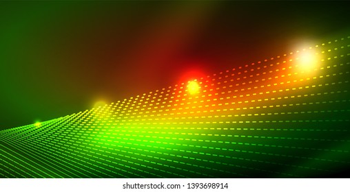 Fondo del espacio de neón brillante, plantilla vectorial