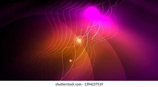 Shiny neon space background, vector template