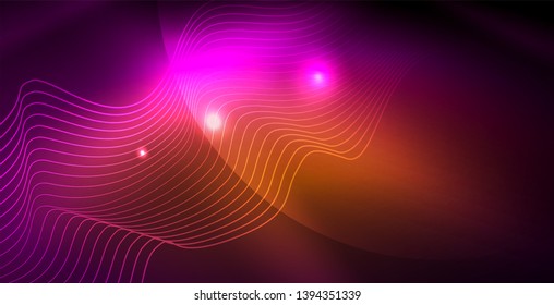 Fondo del espacio de neón brillante, plantilla vectorial
