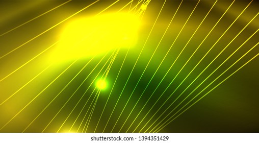 Shiny neon space background, vector template