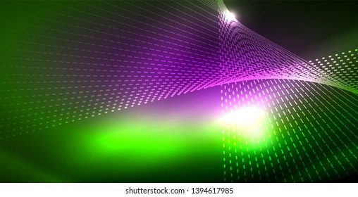 Shiny neon space background, vector template