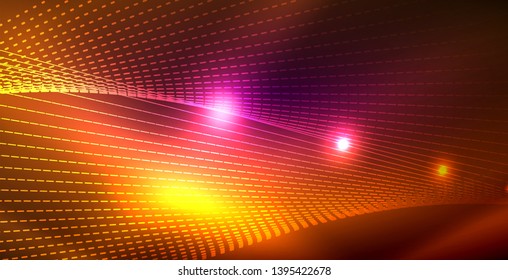 Fondo del espacio de neón brillante, plantilla vectorial