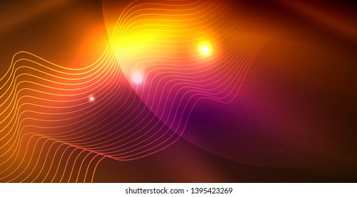 Shiny neon space background, vector template