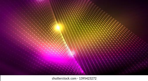 Shiny neon space background, vector template
