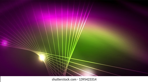 Fondo del espacio de neón brillante, plantilla vectorial