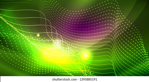 Shiny neon space background, vector template