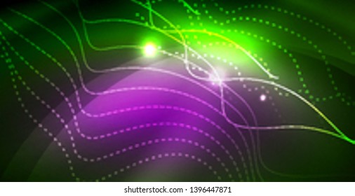 Fondo del espacio de neón brillante, plantilla vectorial