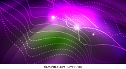 Fondo del espacio de neón brillante, plantilla vectorial