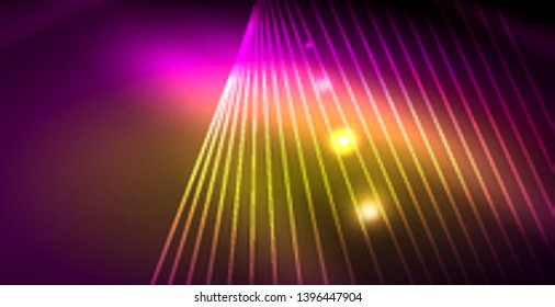 Fondo del espacio de neón brillante, plantilla vectorial