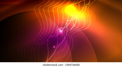 Shiny neon space background, vector template