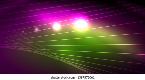 Fondo del espacio de neón brillante, plantilla vectorial