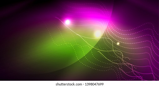 Shiny neon space background, vector template