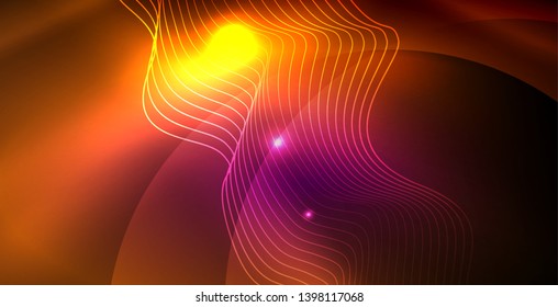 Shiny neon space background, vector template