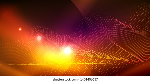 Fondo del espacio de neón brillante, plantilla vectorial