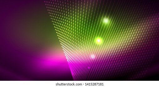 Shiny neon space background, vector template