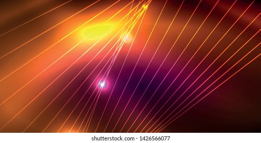 Shiny neon space background, vector template