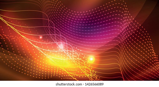 Shiny neon space background, vector template