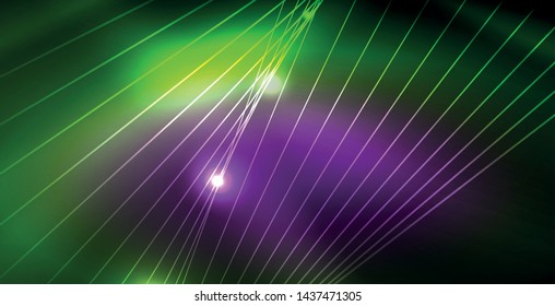Fondo del espacio de neón brillante, plantilla vectorial