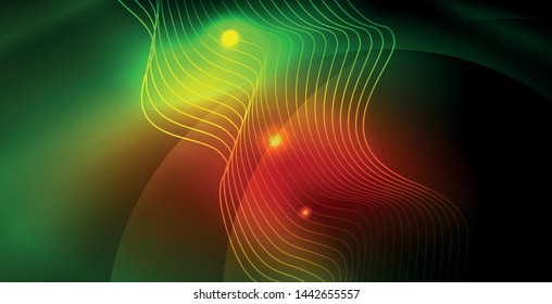 Fondo del espacio de neón brillante, plantilla vectorial