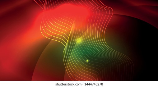 Shiny neon space background, vector template