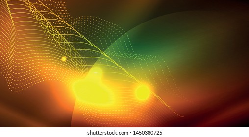 Shiny neon space background, vector template