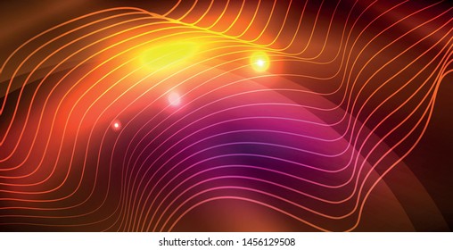 Fondo del espacio de neón brillante, plantilla vectorial