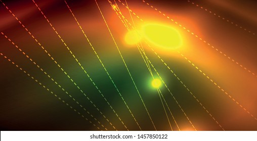 Fondo del espacio de neón brillante, plantilla vectorial