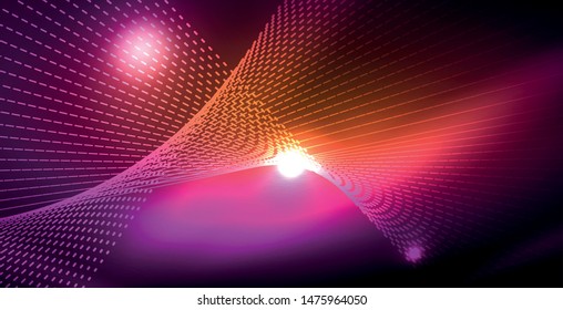 Shiny neon space background, vector template