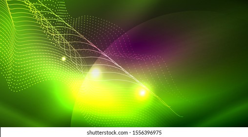 Shiny neon space background, vector template