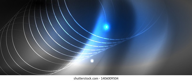 Leuchtende Neontechno-Vorlage. Neonfarbener Hintergrund, Laserstrahlen im Stil der 80er Jahre. Vektorgrafik