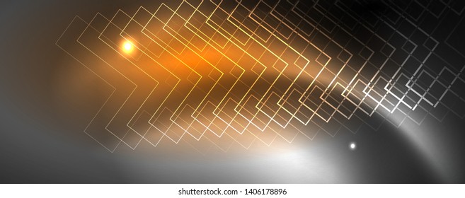 Shiny neon techno template. Neon lines background, 80s style laser rays. Vector
