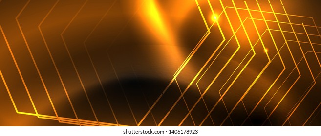 Leuchtende Neontechno-Vorlage. Neonfarbener Hintergrund, Laserstrahlen im Stil der 80er Jahre. Vektorgrafik