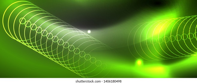 Shiny neon techno template. Neon lines background, 80s style laser rays. Vector