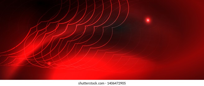 Shiny neon techno template. Neon lines background, 80s style laser rays. Vector