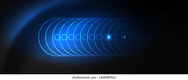 Plantilla tecno de neón brillante. Fondo de líneas de neón, rayos láser al estilo de los años 80. Vector