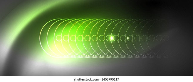 Shiny neon techno template. Neon lines background, 80s style laser rays. Vector