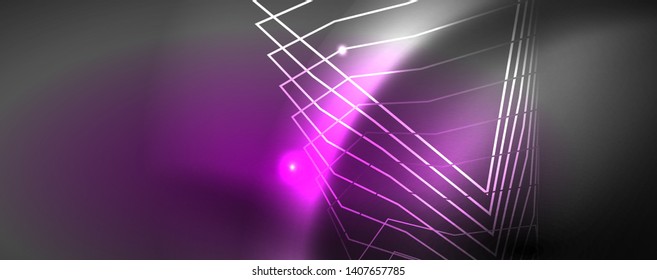 Leuchtende Neontechno-Vorlage. Neonfarbener Hintergrund, Laserstrahlen im Stil der 80er Jahre. Vektorgrafik