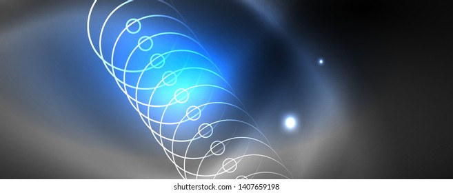 Plantilla tecno de neón brillante. Fondo de líneas de neón, rayos láser al estilo de los años 80. Vector