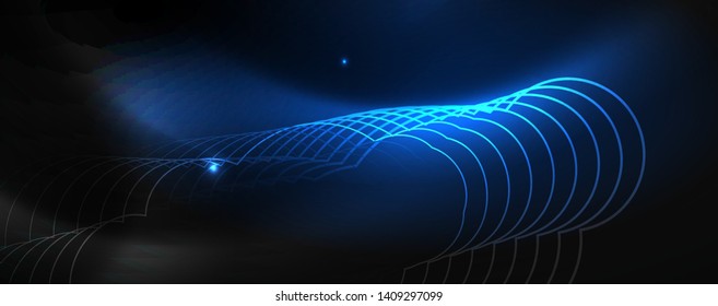 Plantilla tecno de neón brillante. Fondo de líneas de neón, rayos láser al estilo de los años 80. Vector