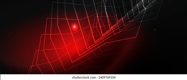 Plantilla tecno de neón brillante. Fondo de líneas de neón, rayos láser al estilo de los años 80. Vector