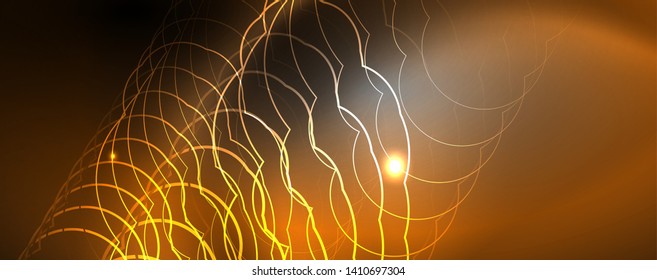 Plantilla tecno de neón brillante. Fondo de líneas de neón, rayos láser al estilo de los años 80. Vector